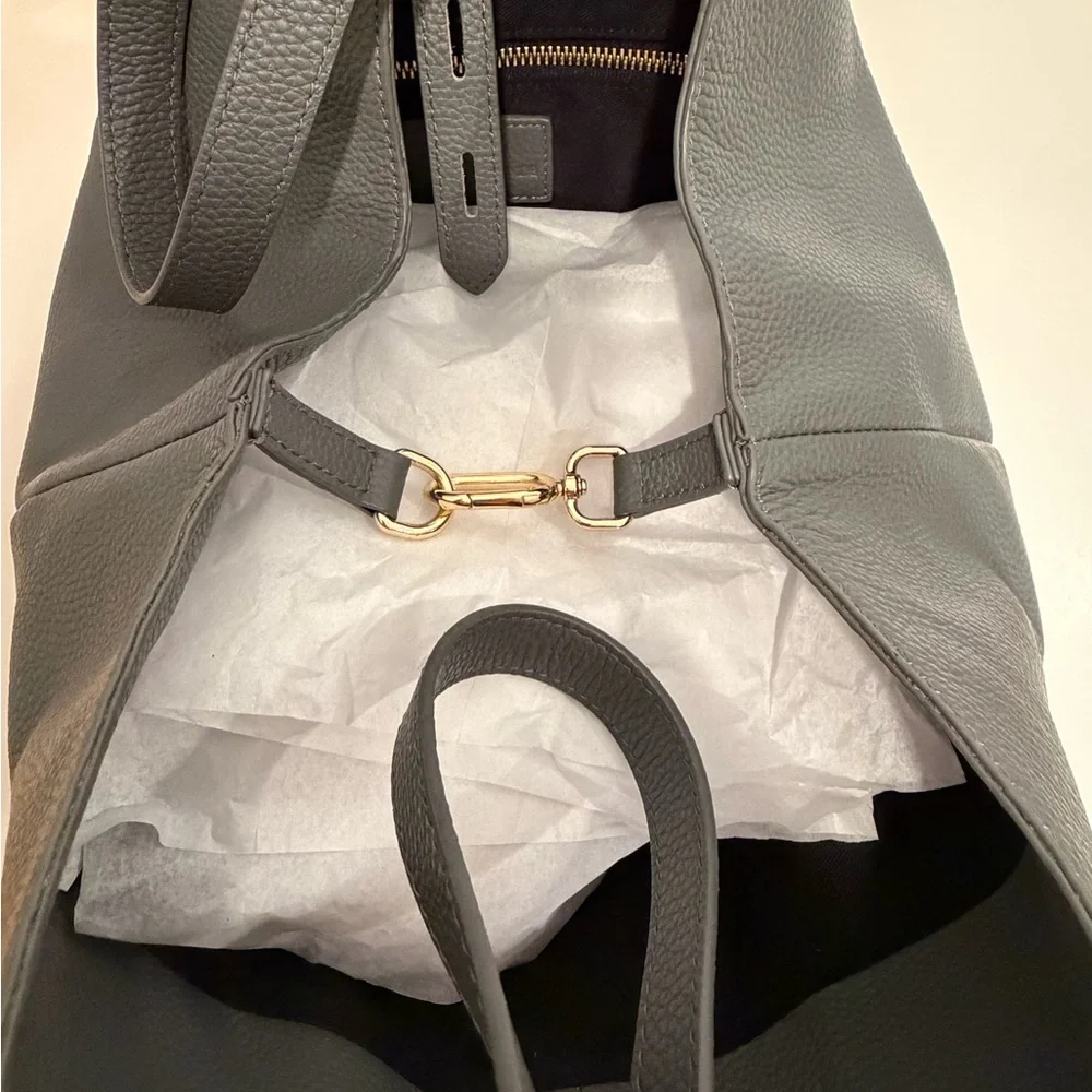 Tote Le Monde “Milan Tote” Genuine Leather Shoulder strap Bag - Grey - One Size